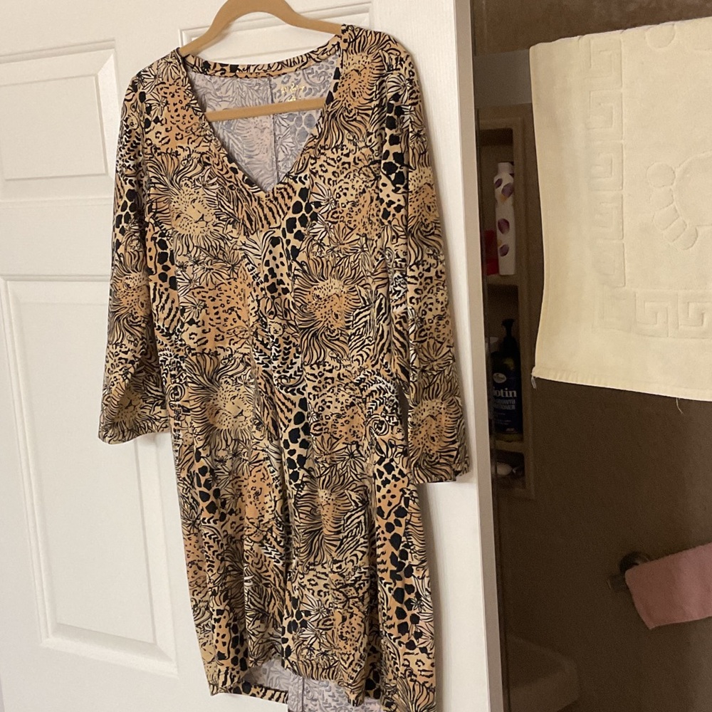 Lilly Pulitzer Beige and Black Patterned Dress